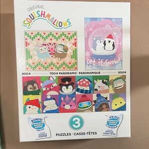 Set of Three puzzles  Squishmallows Winter Puzzles